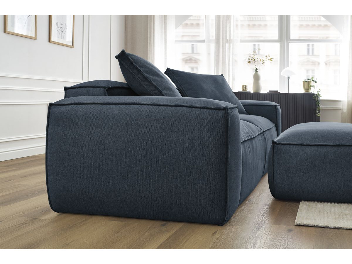 Bobochic Boheme Sofa 4-Sitzer mit Pouf Melange-Stoff Dunkelblau