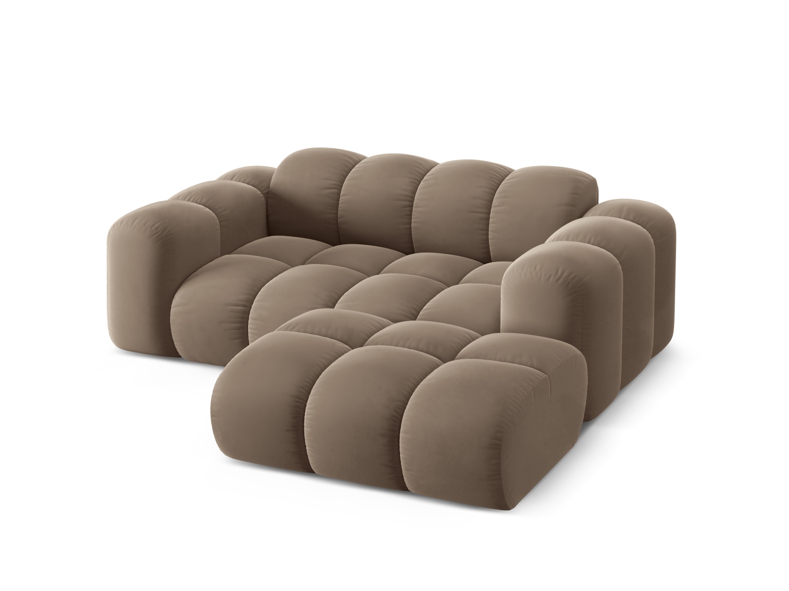 Cosmopolitan Design Ecksofa Treno 2-Sitzer Samt Bluvel Cappuccino Rechts