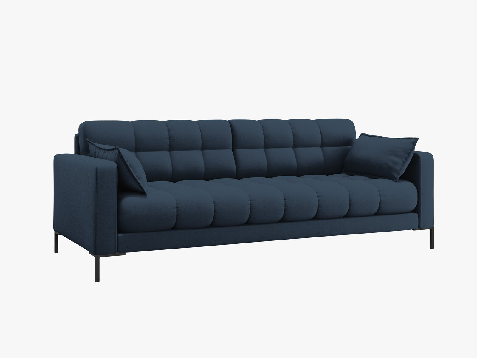 Micadoni Sofa Mamaia 4-Sitzer Strukturierter Stoff Neve Blau schwarze Beine
