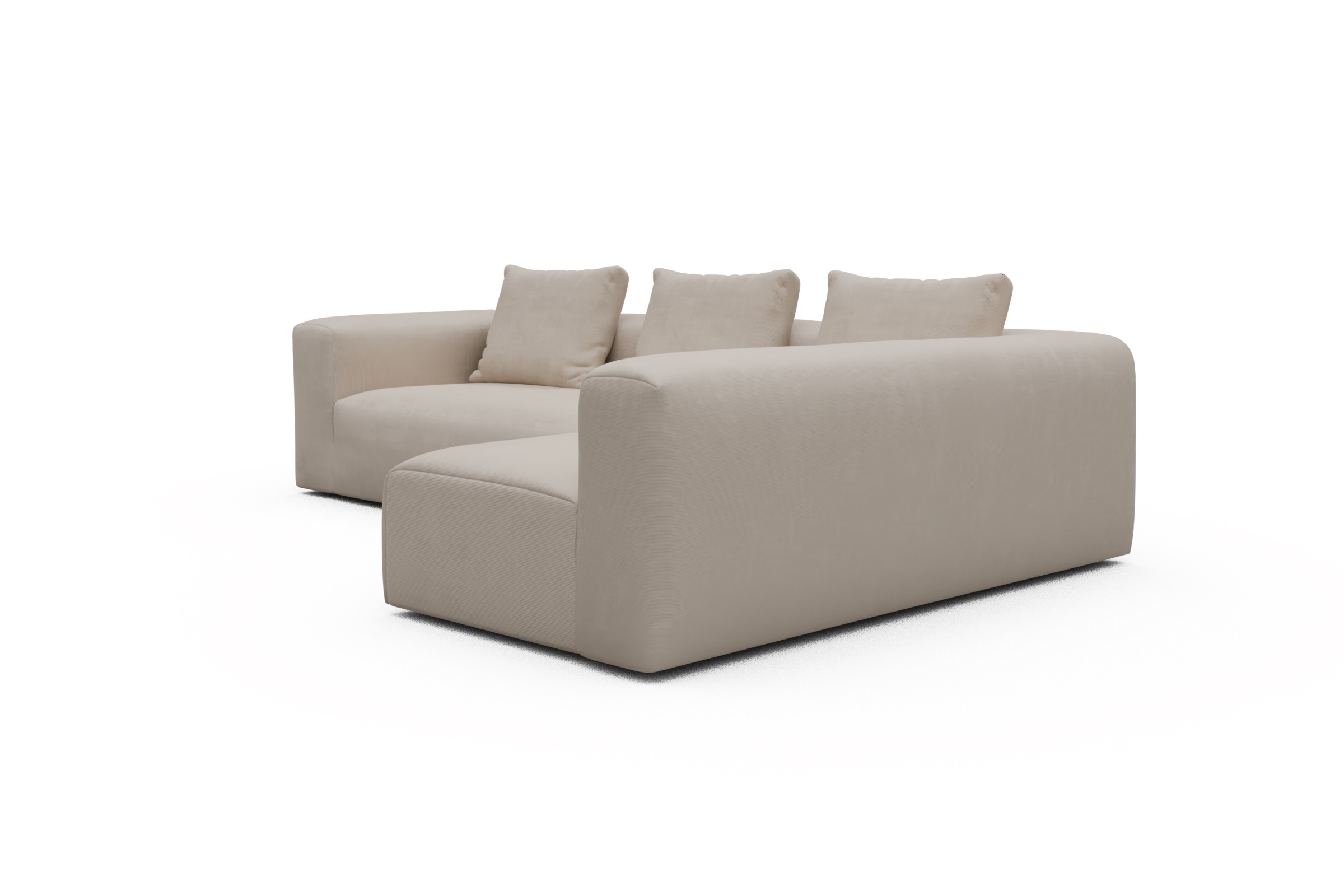 Ecksofa Fred 2x 2,5-Sitzer rechts offen Cordufine-Off-White