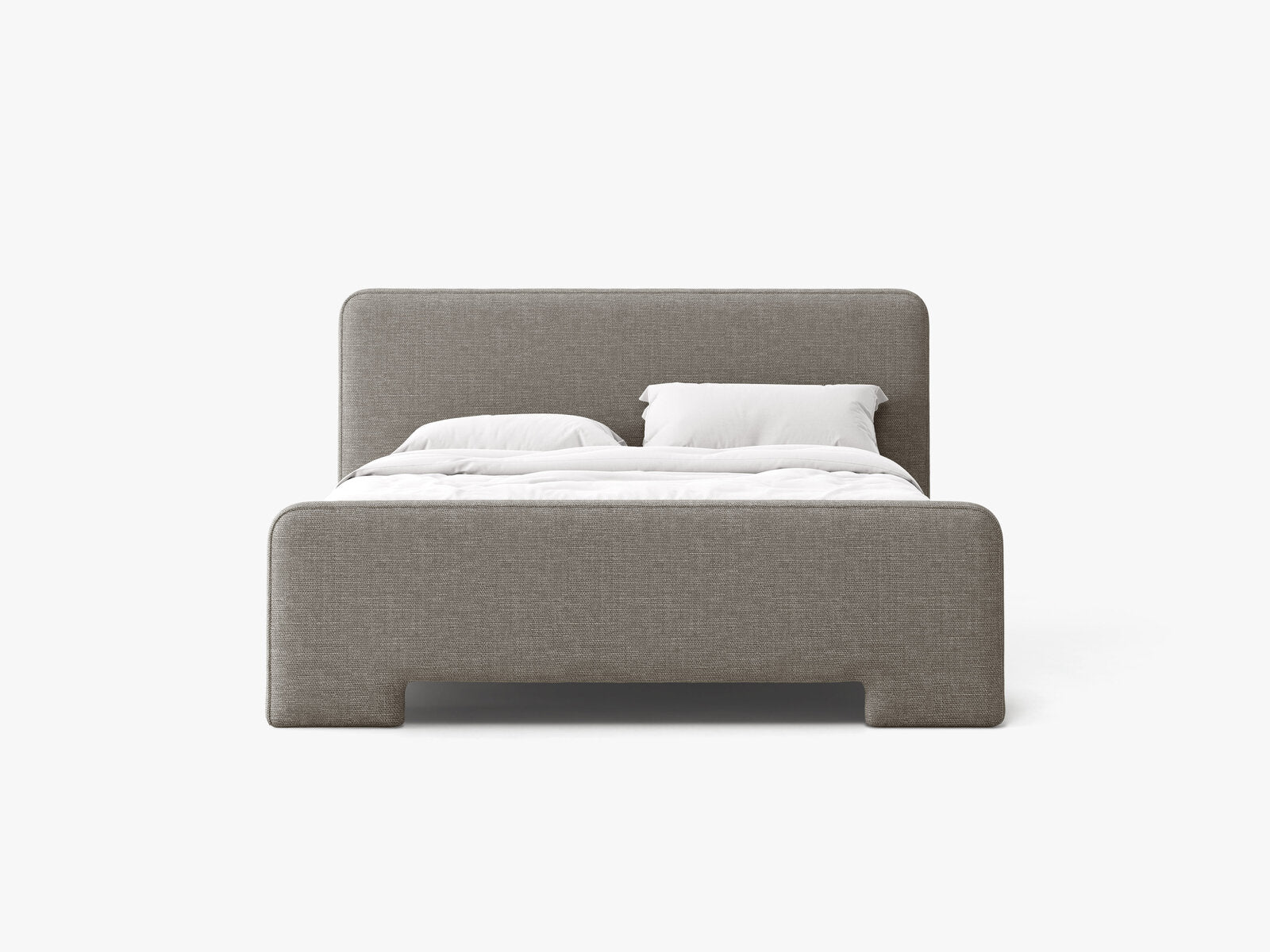 Micadoni Eda Bett mit Kopfteil Strukturierter Stoff Bjorn Warmes Grau 140x200