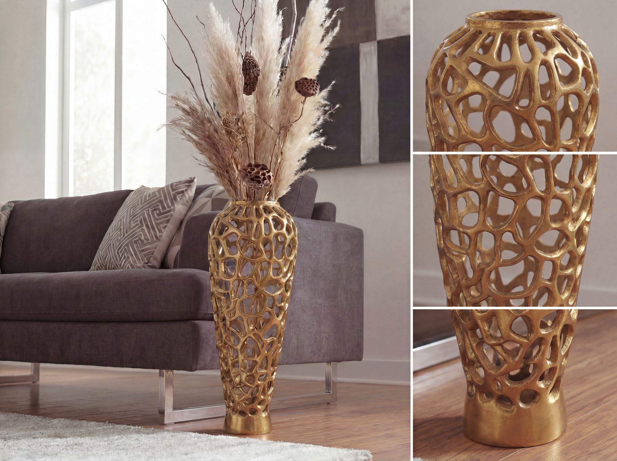 Bodenvase Arendal Aluminium Gold Ø 24 × H 60 cm