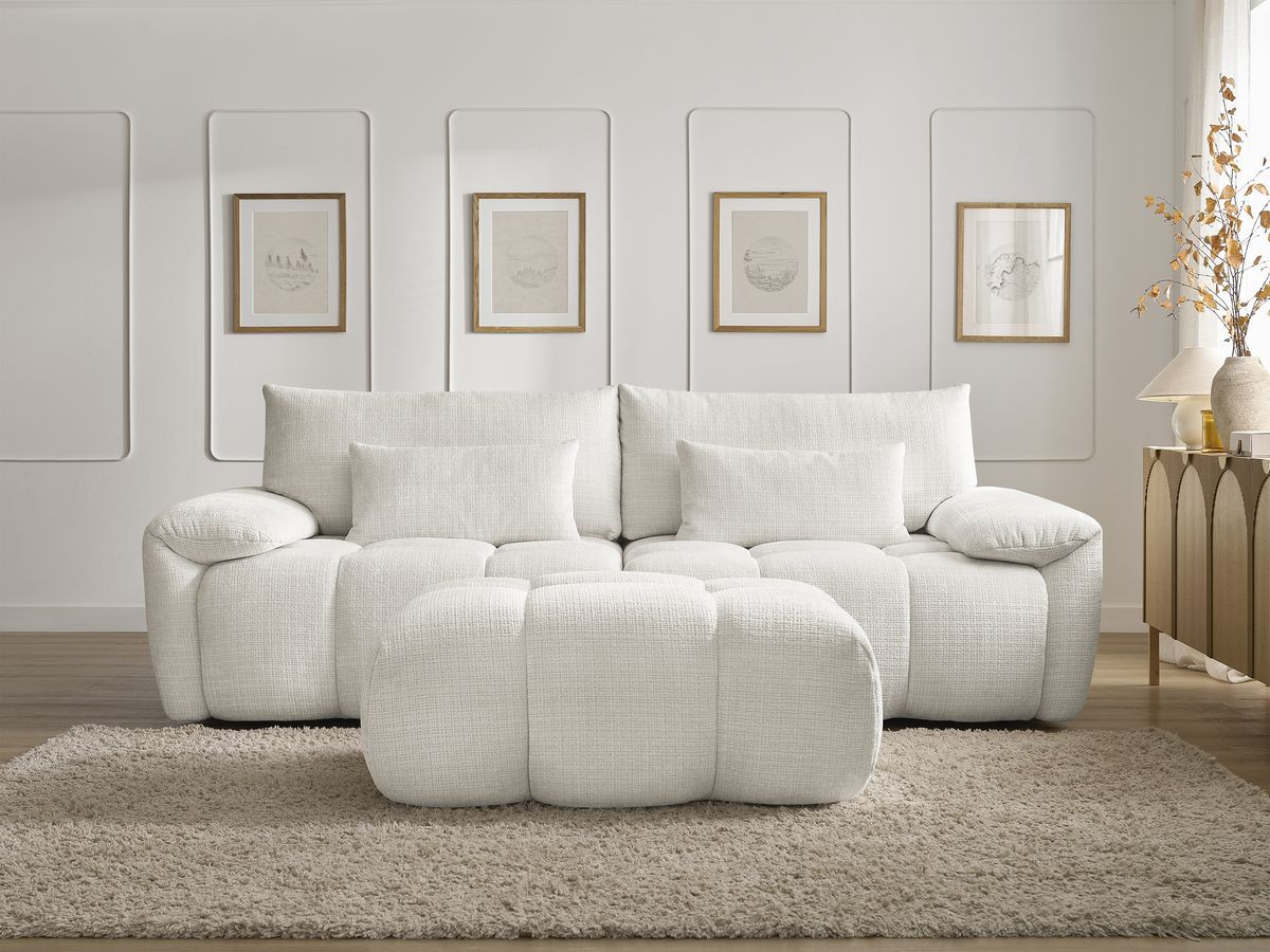 Bobochic Ivane Sofa 4-Sitzer Strukturstoff Weiß