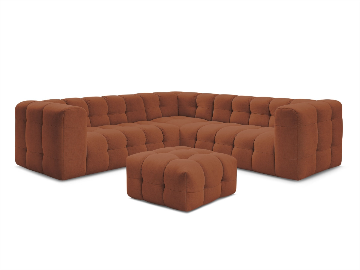 Bobochic Cloud Ecksofa mit Pouf 268 × 110 cm Stoff Orange