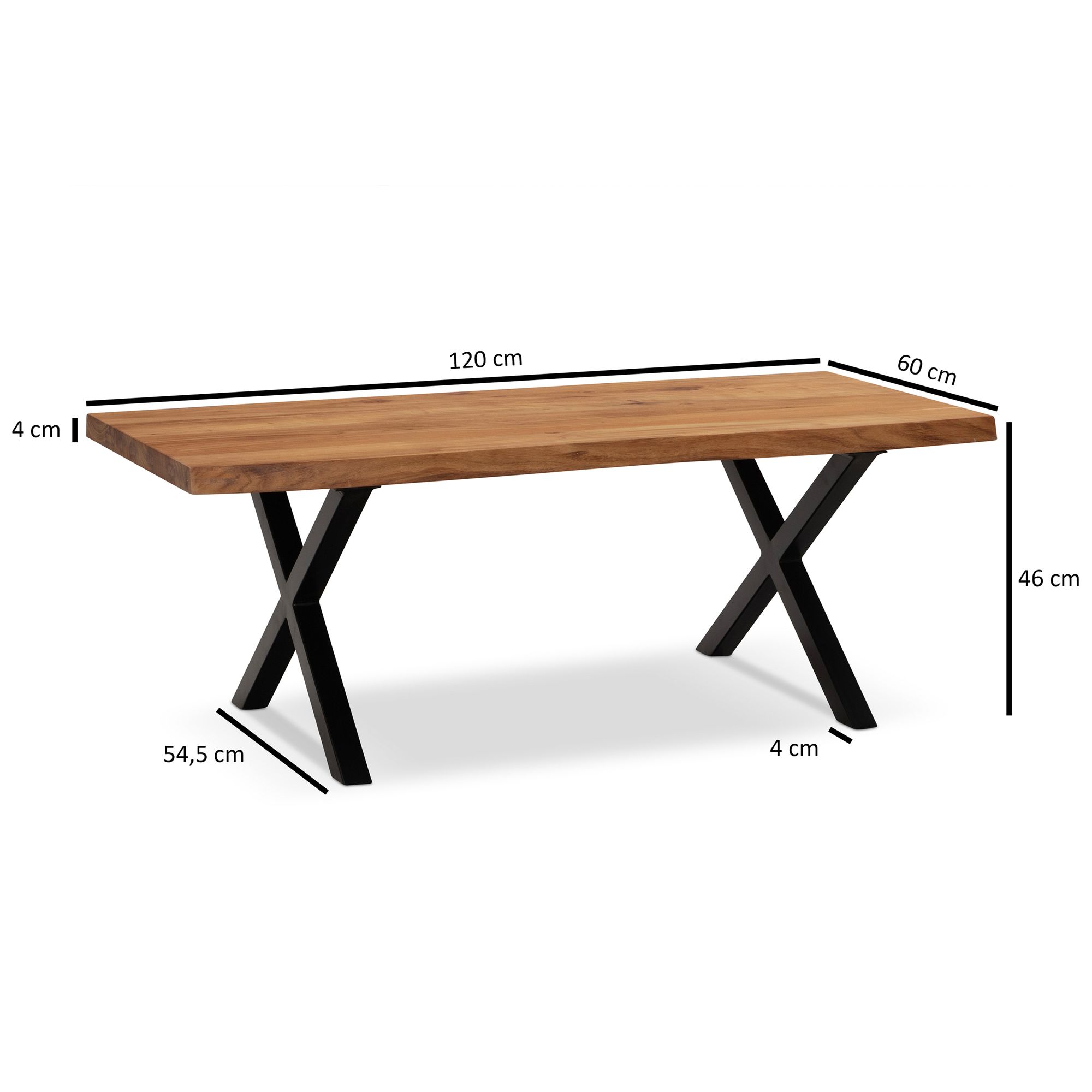 Couchtisch Lovund Akazie Massivholz 120 × 60 × 46 cm