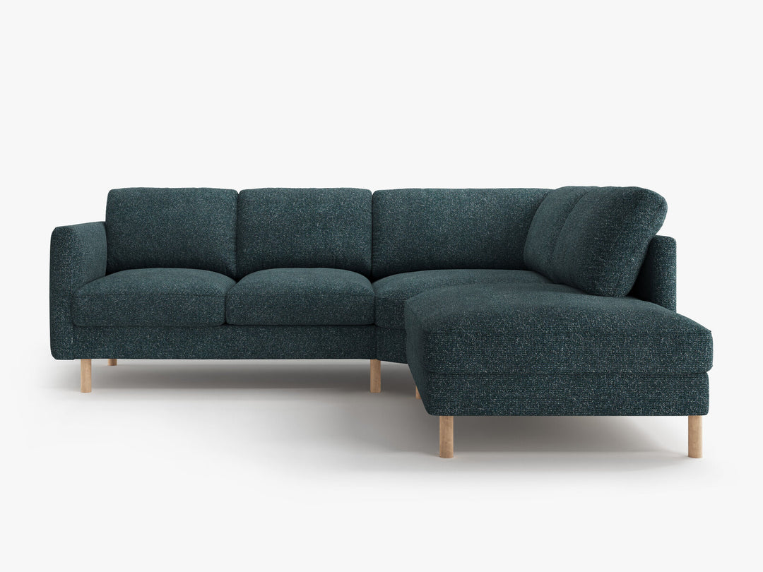 Micadoni Symmetrisches Ecksofa Eden 4-Sitzer Rechts Strukturierter Stoff Grün Blau Melange