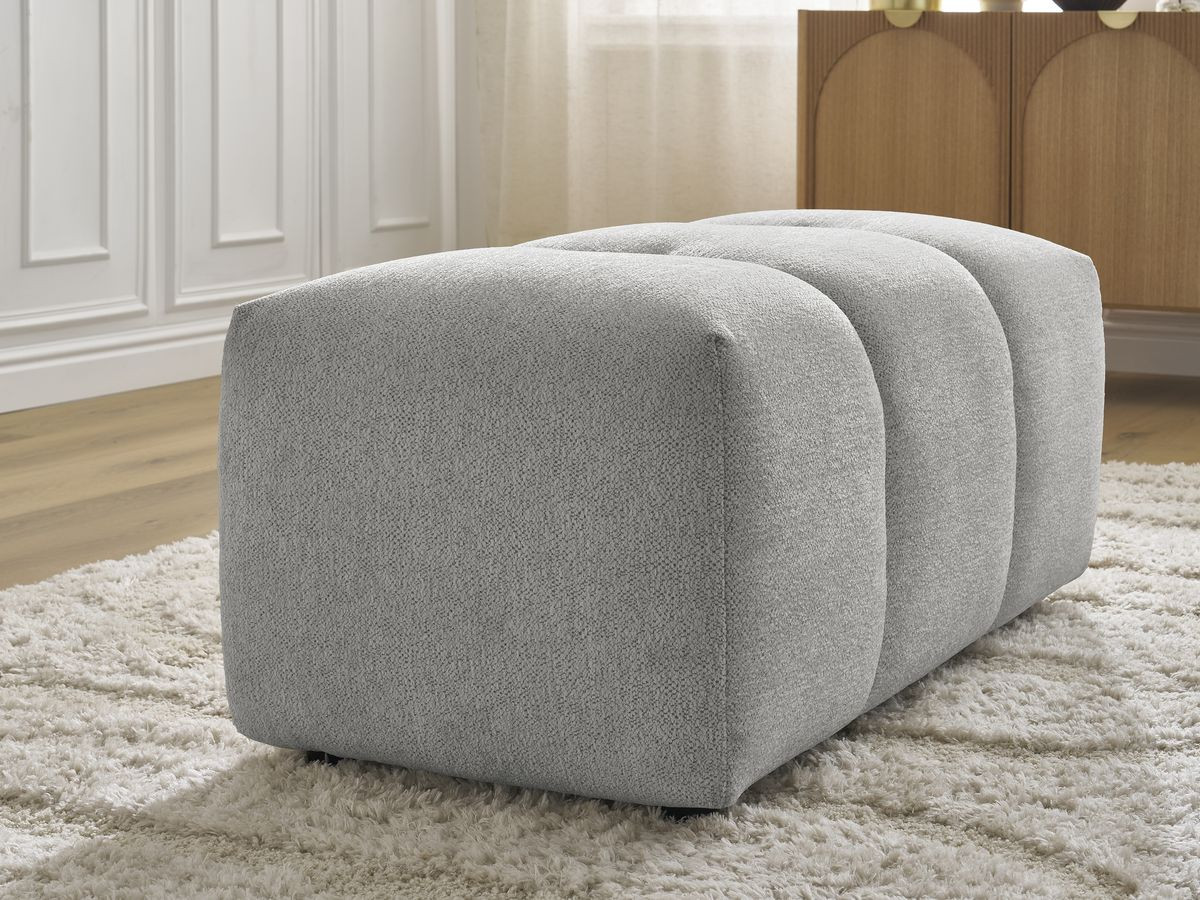 Bobochic Roxelane Pouf Melange-Stoff Hellgrau