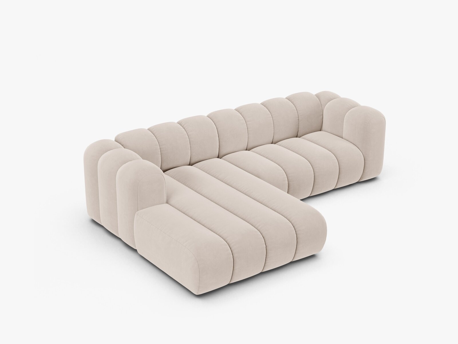 Micadoni Modulares Ecksofa Lupine 4-Sitzer mittelgroß Links Samt Venus Helles Beige