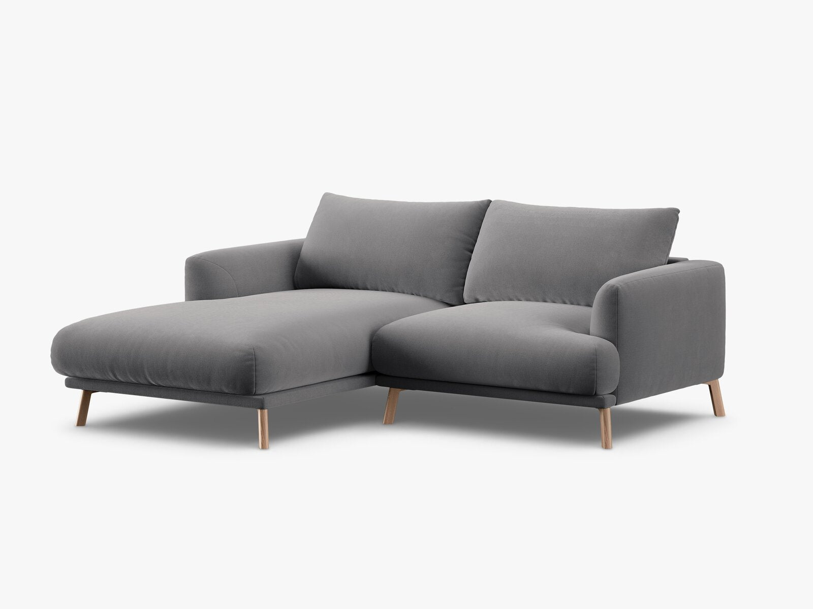 Micadoni Ecksofa Naomi 3-Sitzer kleine Version Links Samt Salvador Grau