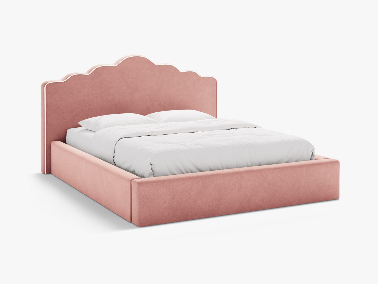 Micadoni Dream Samtbett mit Bettkasten und Kopfteil Samt Magic Velvet Elfenbein / Rosa 140x200