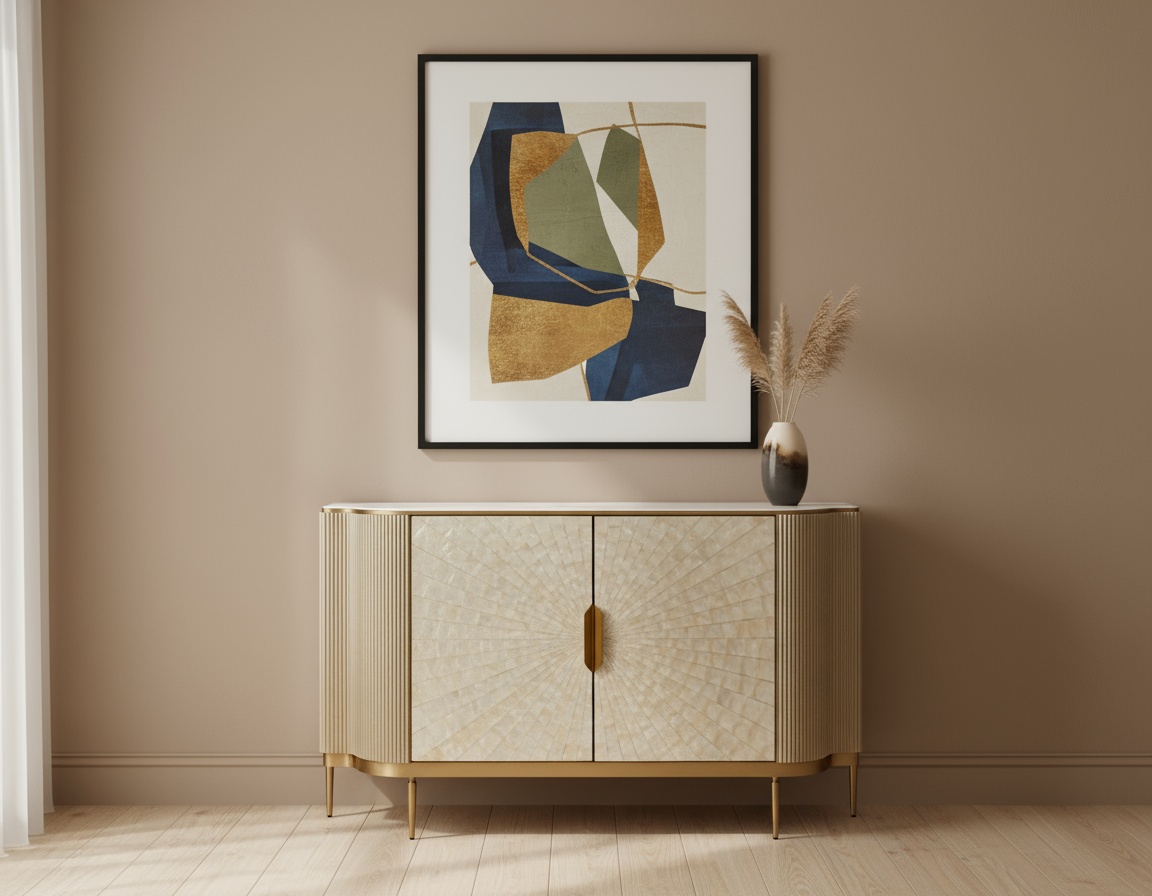 Livin Hill Sideboard Stilig 150 cm Champagnergold, Platte Weiß