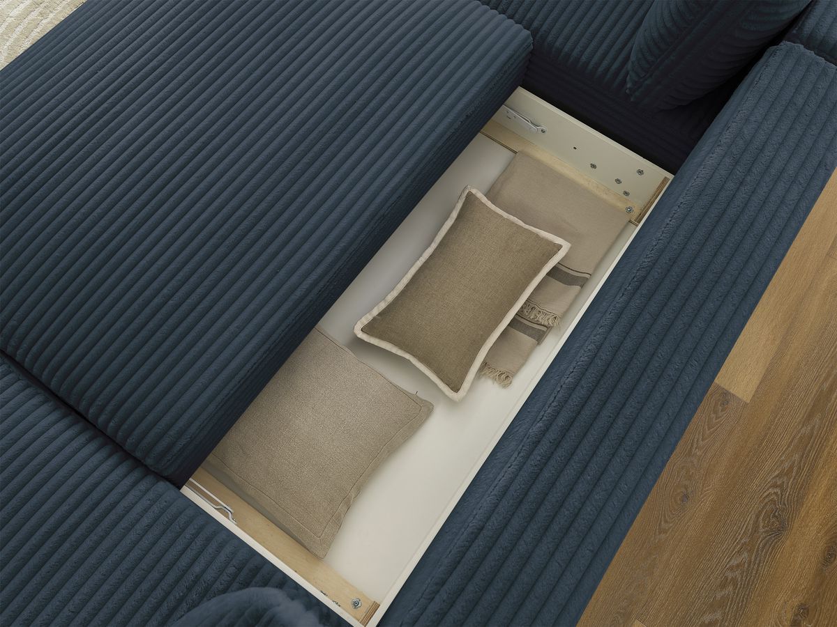 Bobochic Lucien Wohnlandschaft Breitcord weich Dunkelblau Ecke rechts