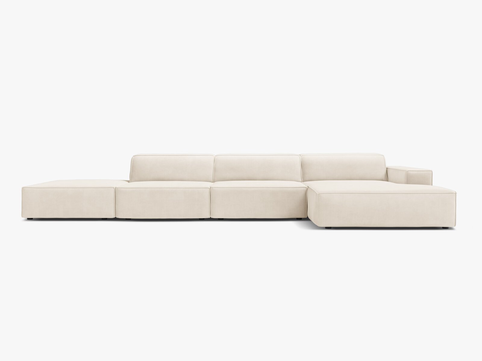 Micadoni Ecksofa Jodie 5-Sitzer Rechts Samt Bluvel Helles Beige