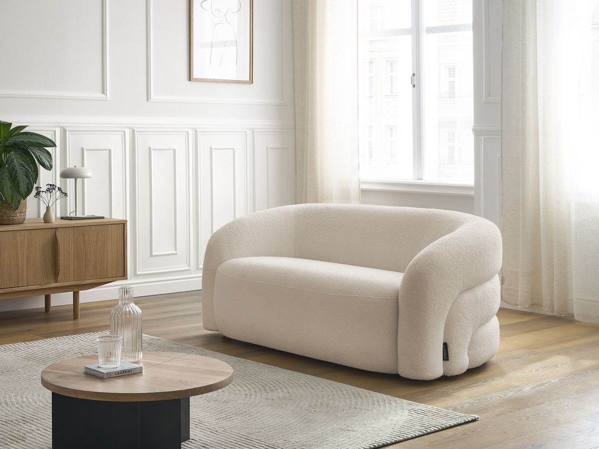 Bobochic Elina Sofa 2-Sitzer Bouclé-Stoff Beige