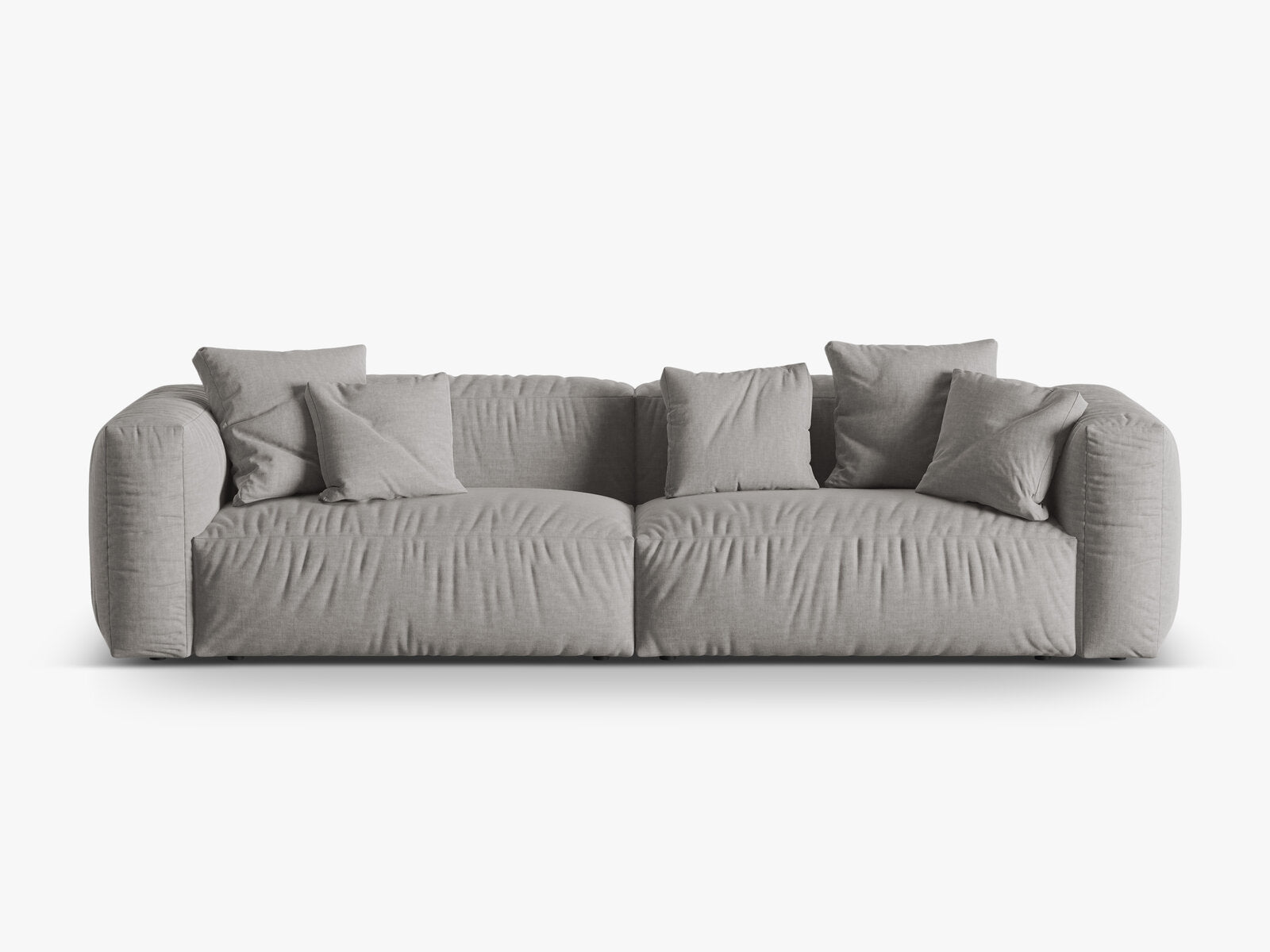 Micadoni Sofa Martina 4-Sitzer Strukturierter Stoff Boston Hellgrau