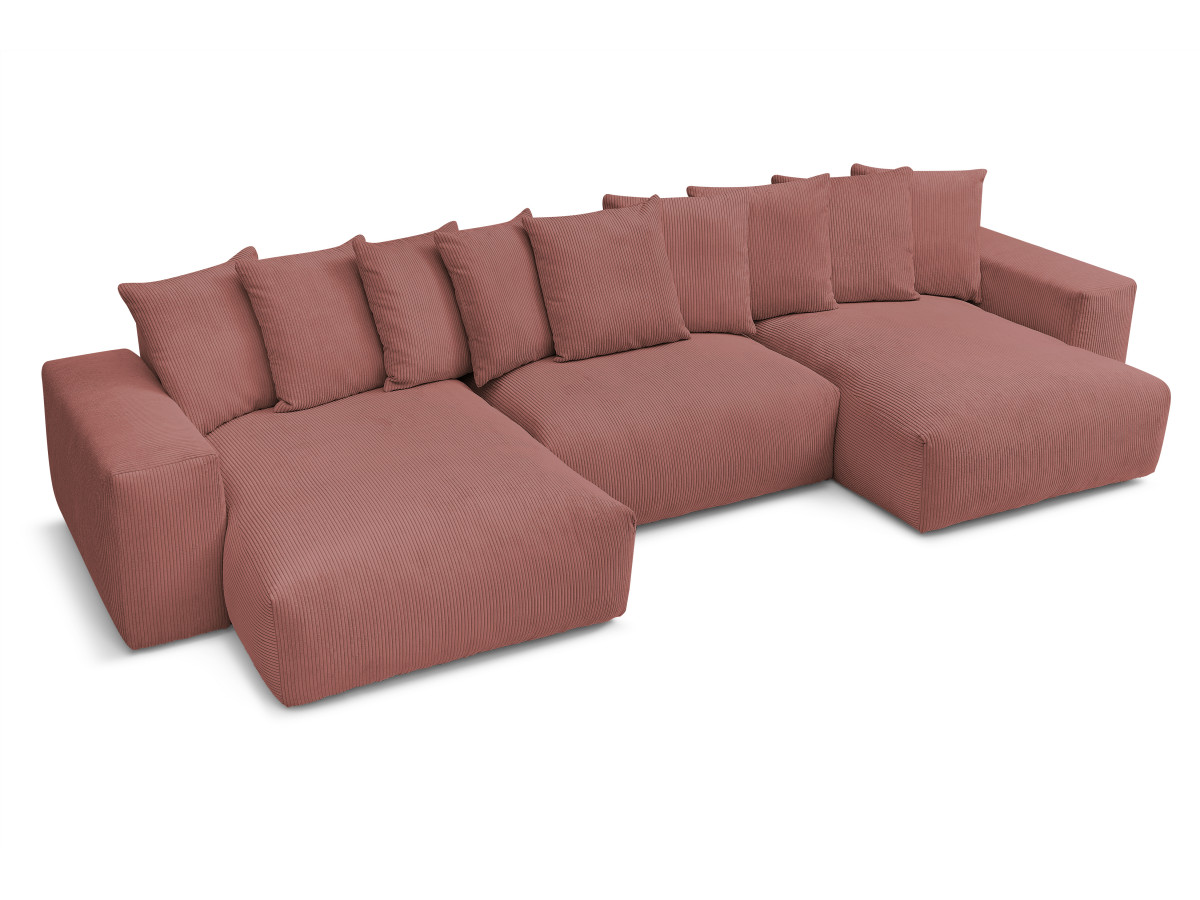 Bobochic Voltaire Wohnlandschaft 420 × 174 cm Cordsamt Rosa