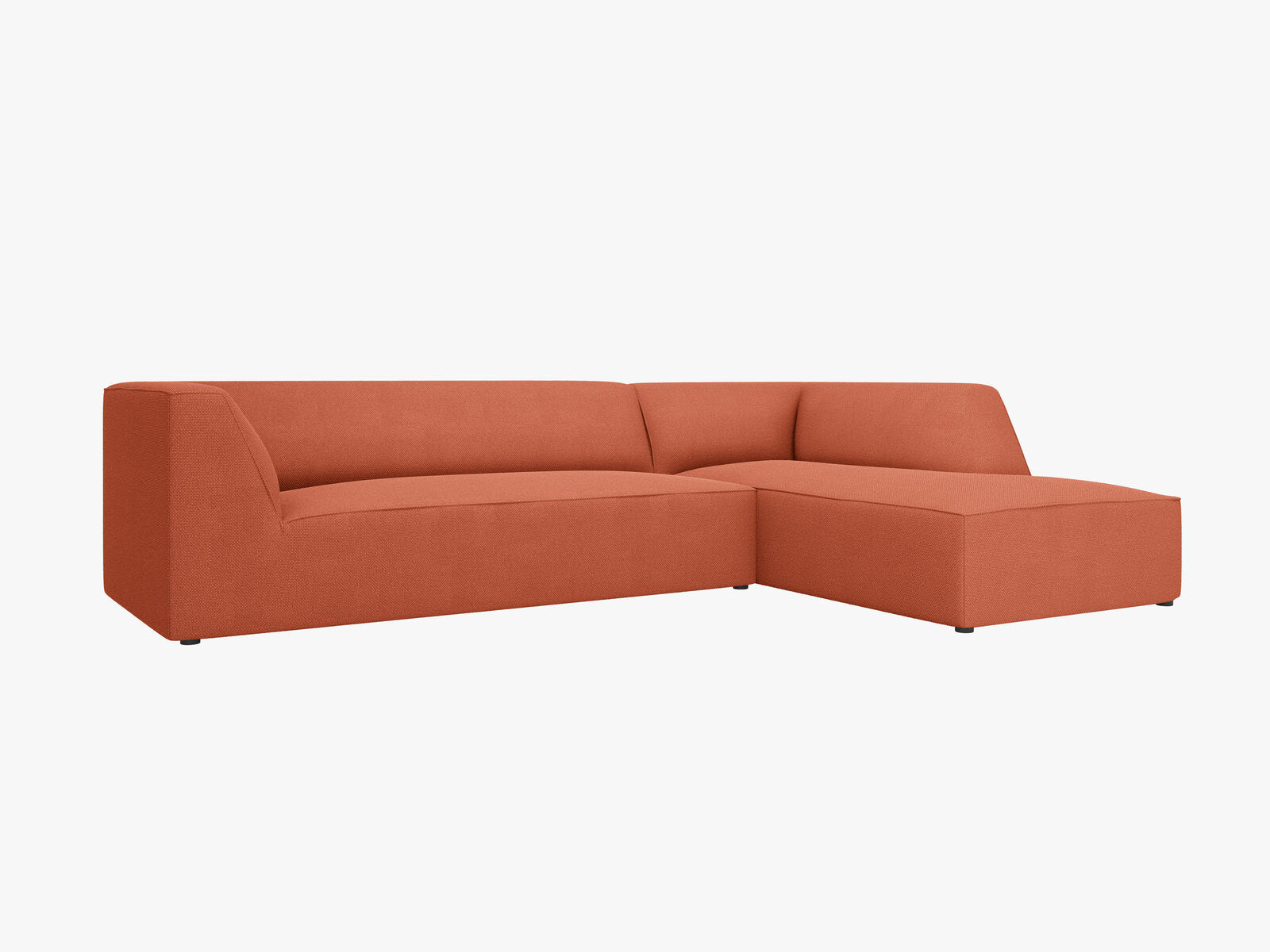 Micadoni 4-Sitzer Modular Sofa Ruby Rechts Strukturierter Stoff Koralle