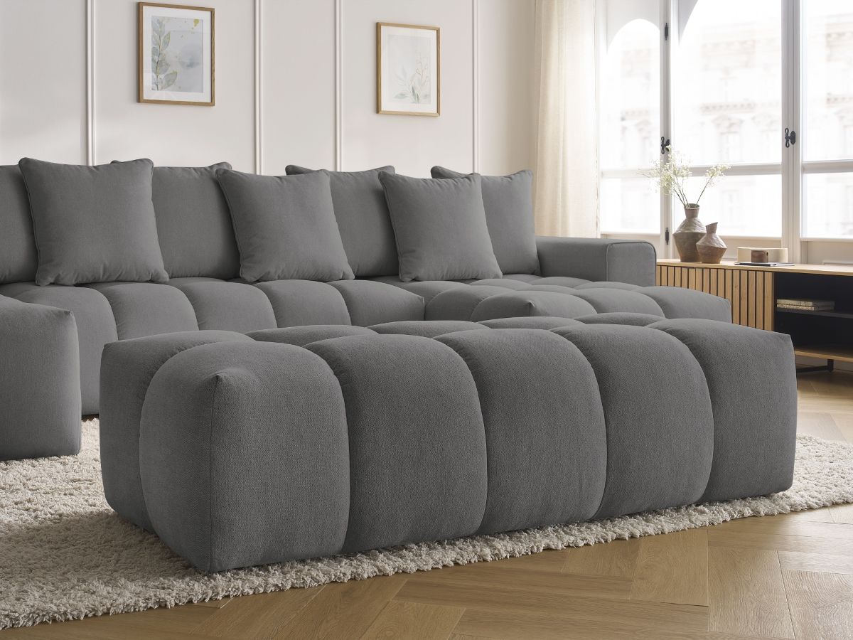 Bobochic Mont-blanc Wohnlandschaft mit Pouf Melange-Stoff Dunkelgrau