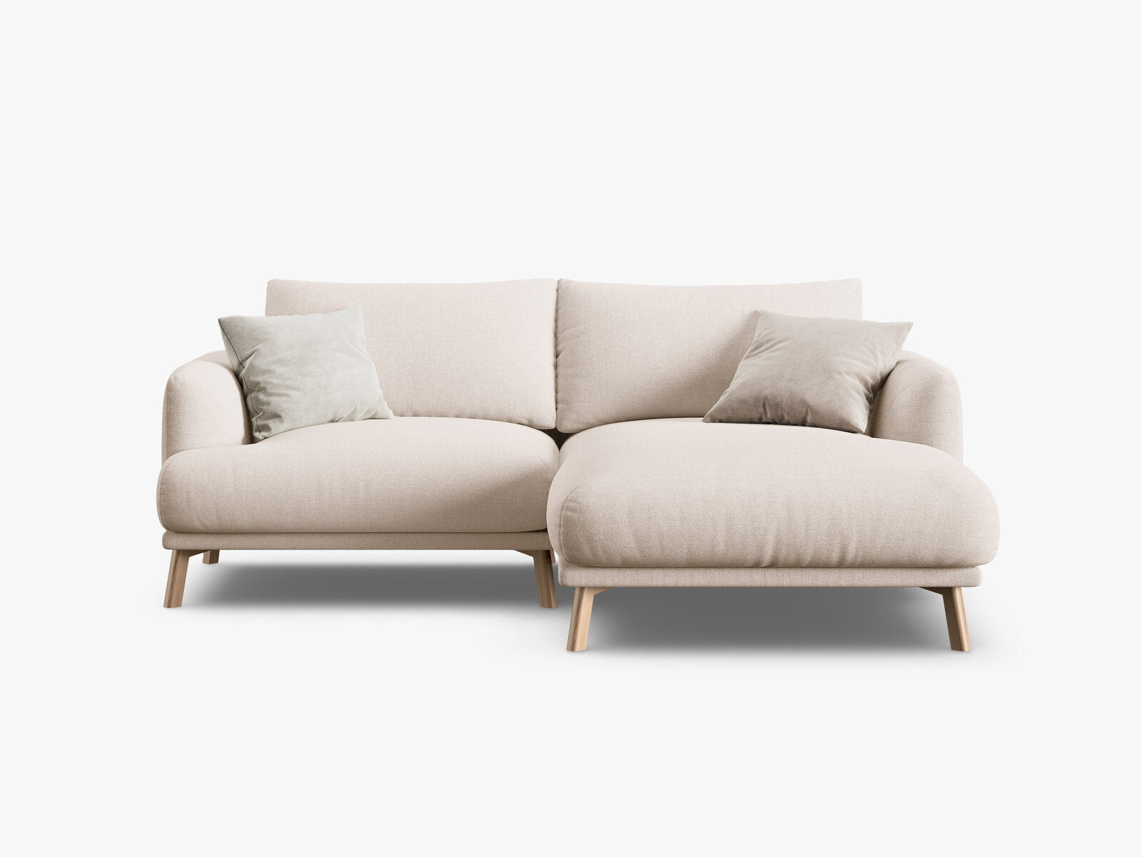 Micadoni Ecksofa Naomi 3-Sitzer kleine Version Rechts Strukturierter Stoff Liberty Beige