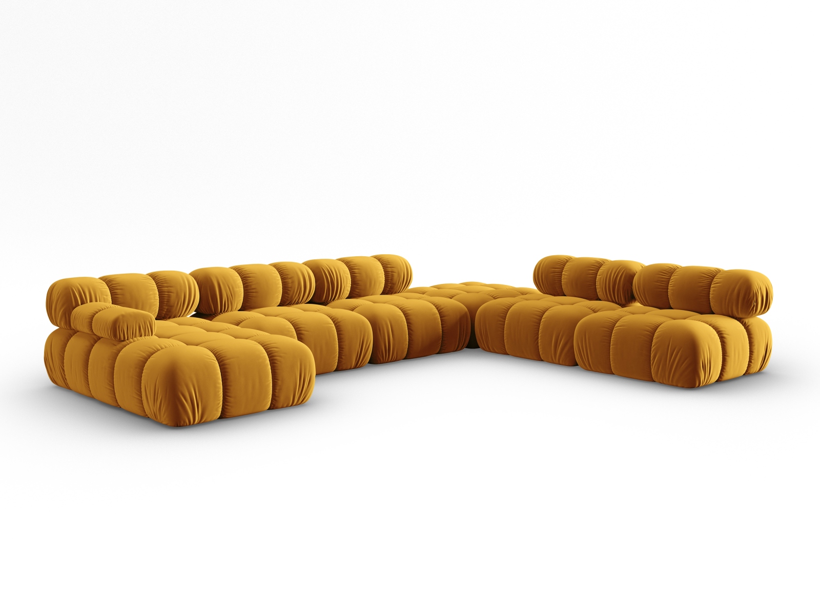 Micadoni Modulares Panorama Ecksofa Bellis 7-Sitzer Rechts Samt Bluvel Gelb