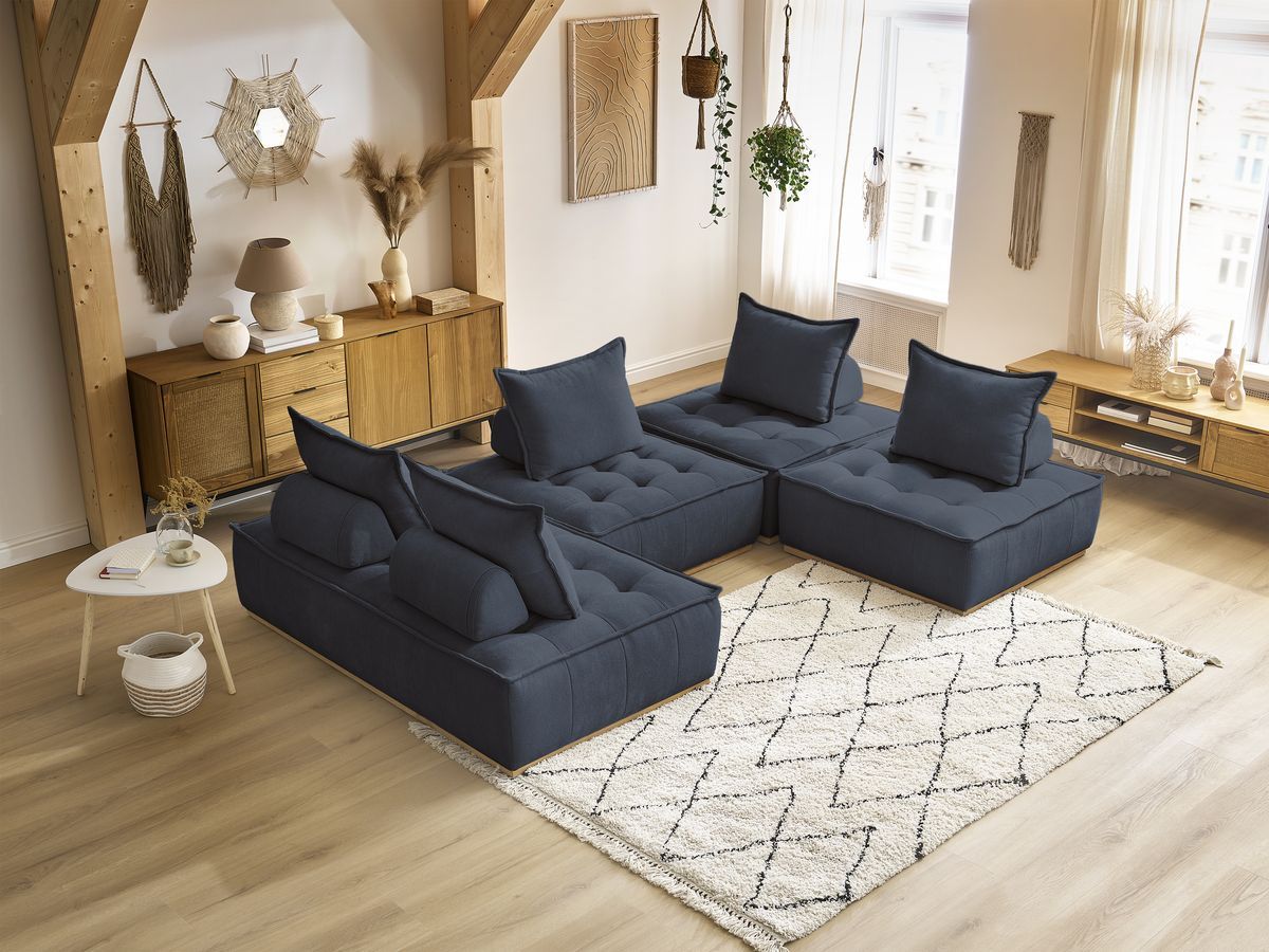 Bobochic Elisa Wohnlandschaft Strukturstoff Dunkelblau