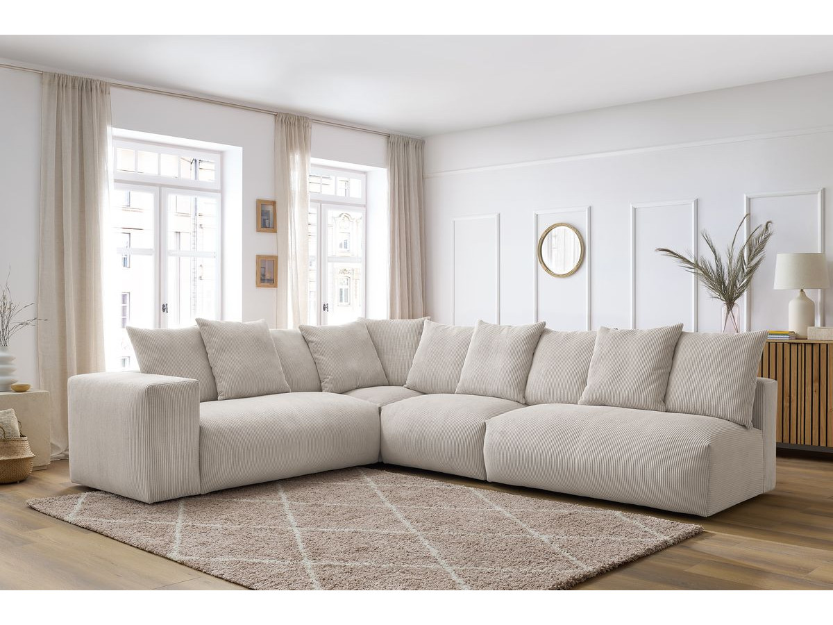Bobochic Voltaire Ecksofa 322 × 268 cm Cordsamt Beige Ecke links