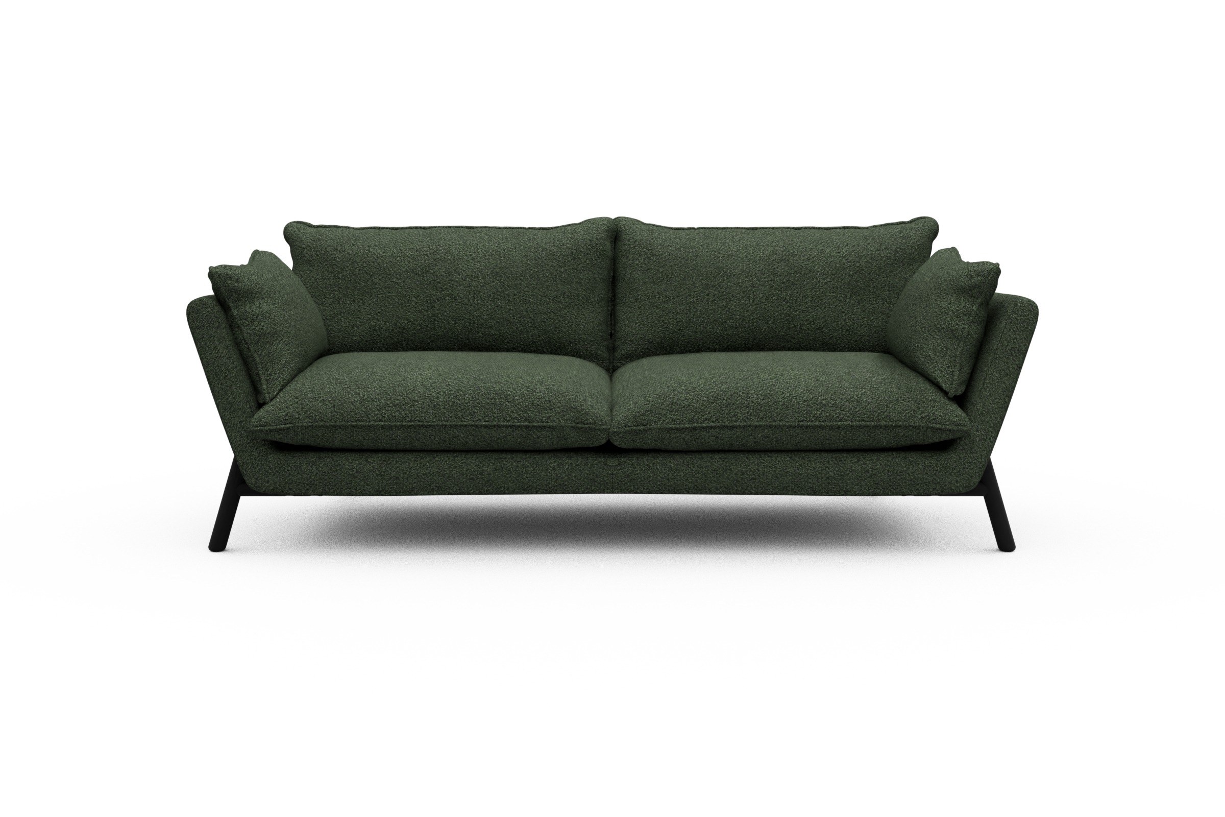 Skandi Home Sofa Emil PREMIUM 3-Sitzer Beinfarbe Eiche Schwarz Vanora-Deep-Green moebelfaktor