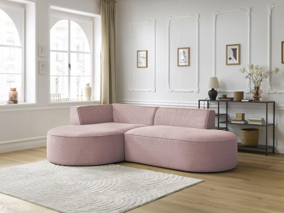 Bobochic Rousseau Ecksofa Cordsamt Violett Ecke links