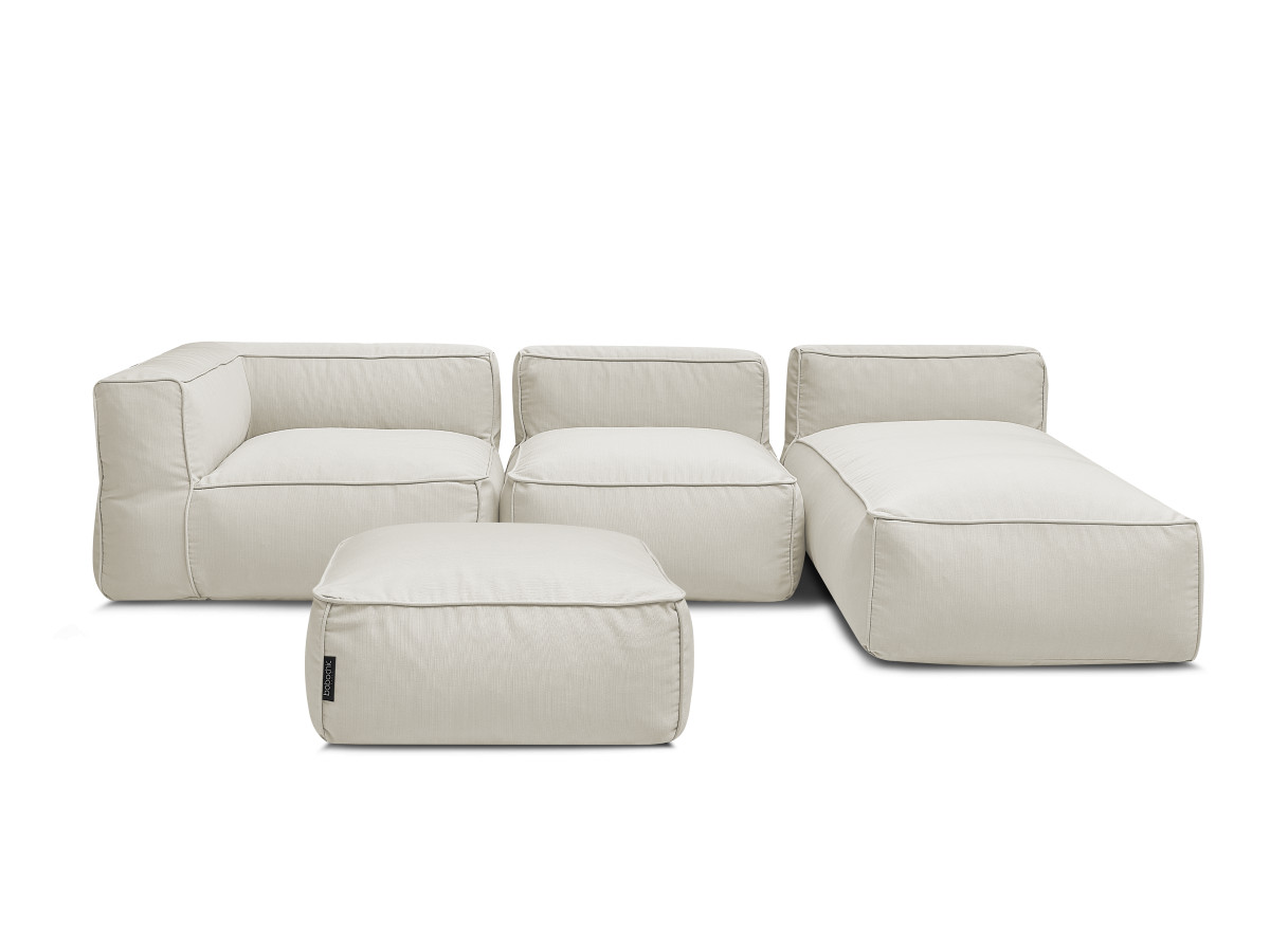 Bobochic Giulia Gartensofa 4-Sitzer mit Pouf, 1 Eckmodul Stoff Beige