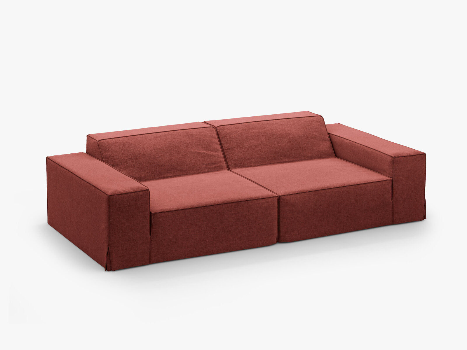 Micadoni 3-Sitzer Sofa Jodie Strukturierter Stoff Lins Kirschholz