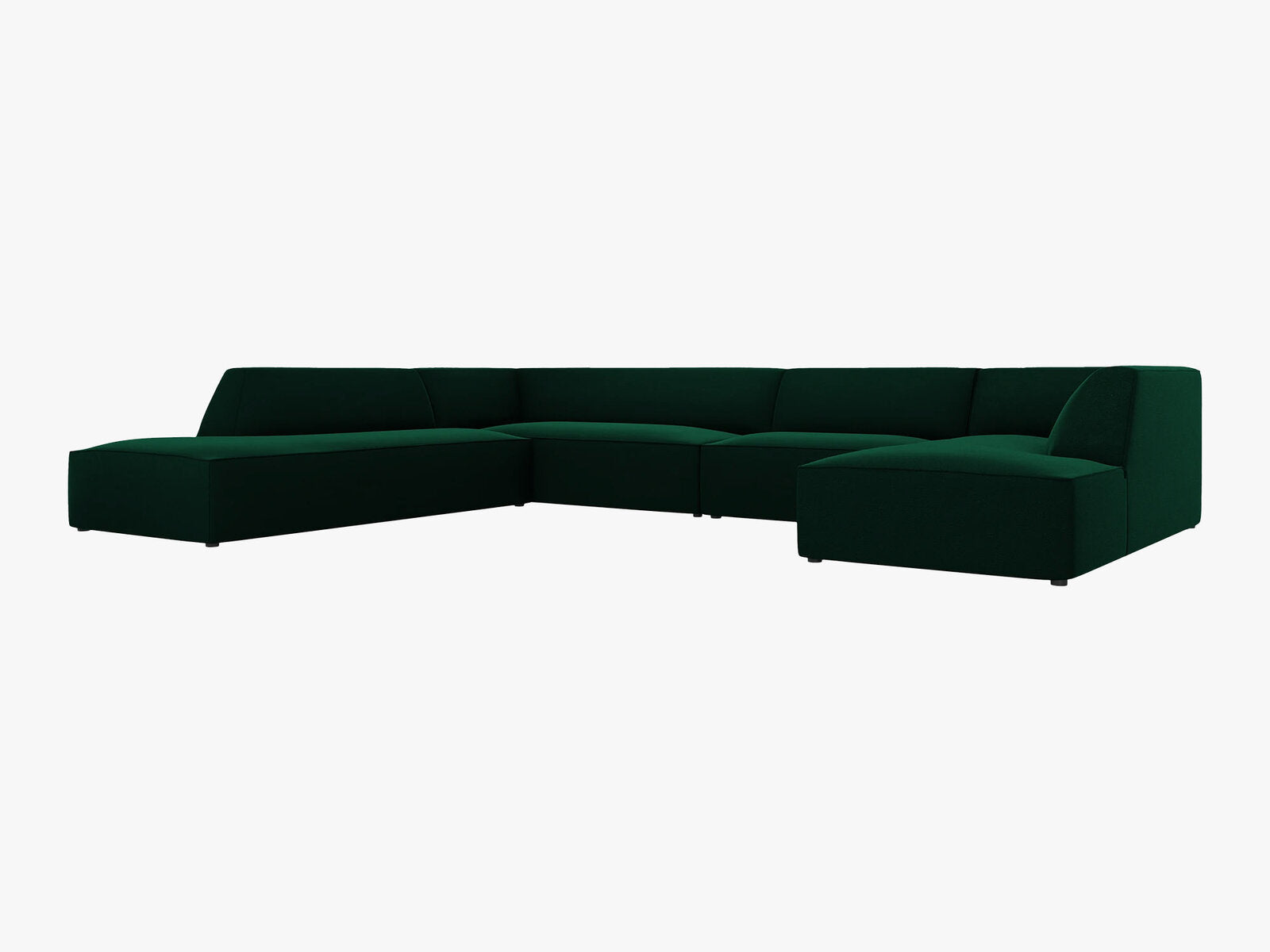 Micadoni Panorama-Ecksofa Ruby 7-Sitzer Links Samt Salvador Flaschengrün