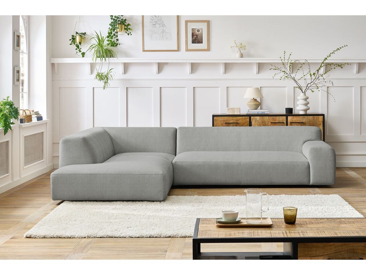 Bobochic Lavena Ecksofa 312 × 220 cm Samt Hellgrau Ecke links
