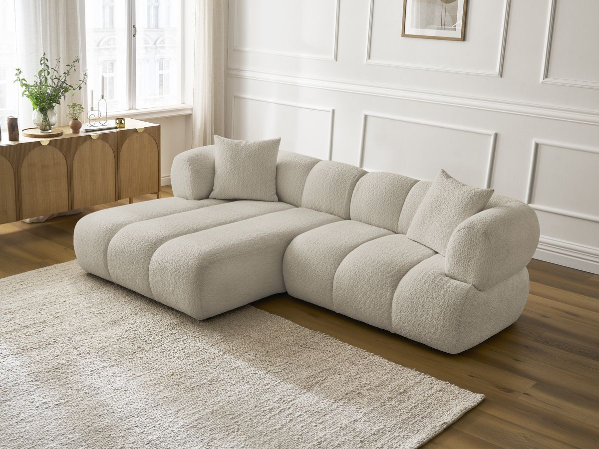 Bobochic Pamira Ecksofa Bouclé-Stoff Beige Ecke links