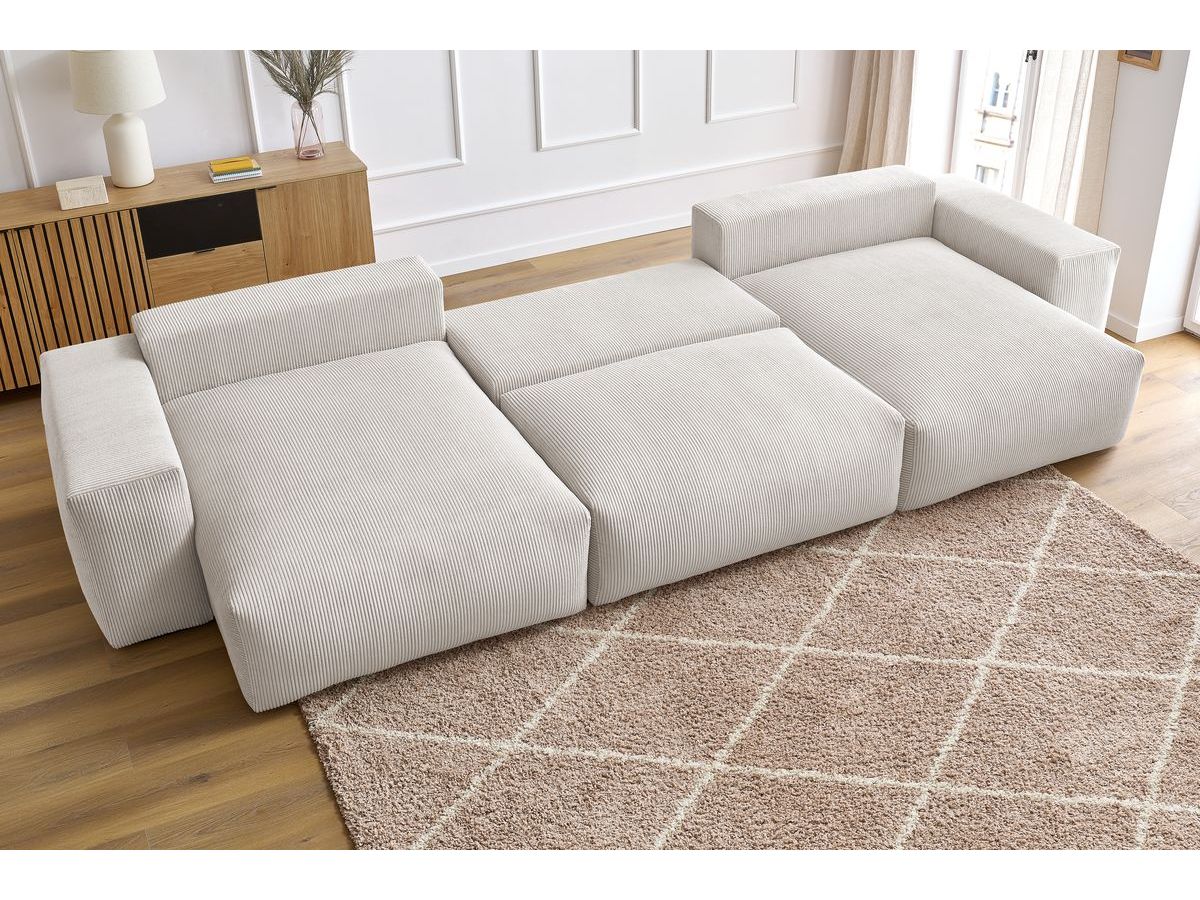 Bobochic Voltaire Wohnlandschaft 420 × 165 cm Cordsamt Beige