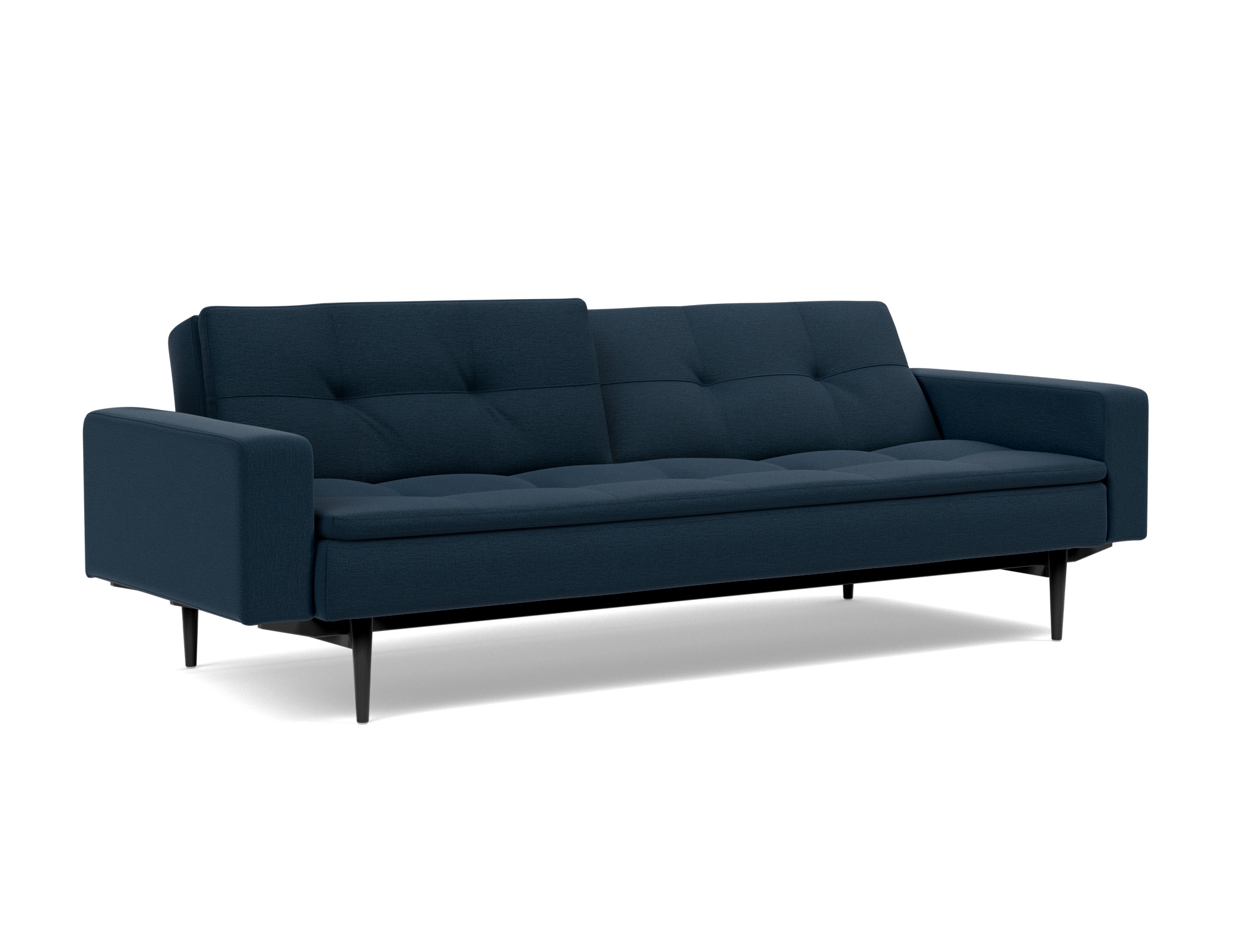 Schlafsofa Dublexo mit Armlehnen Flachgewebe Mixed Dance 528-Blue Beine Styletto Eiche schwarz