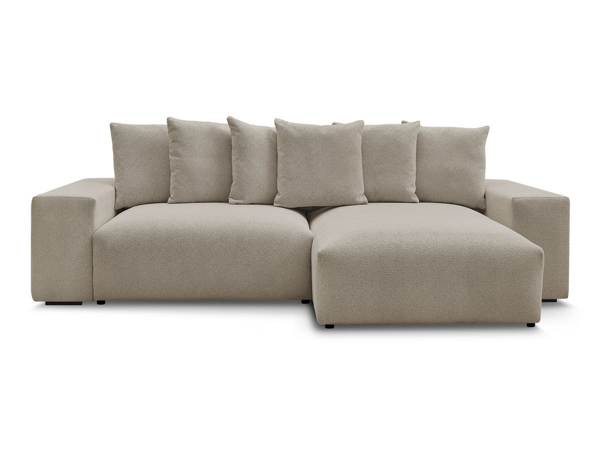 Bobochic Voltaire Ecksofa mit Schlaffunktion und Bettkasten Melange-Stoff Taupe