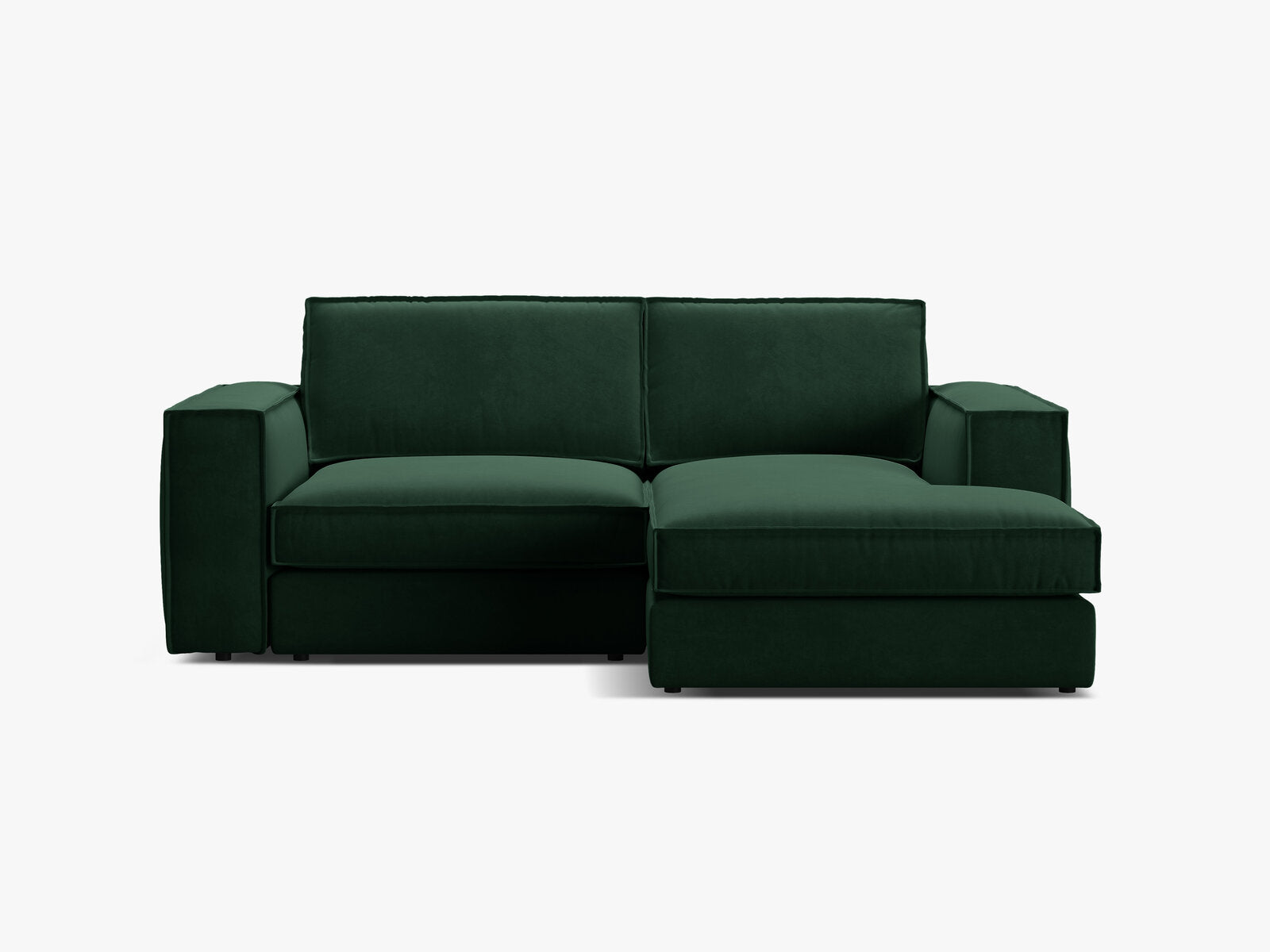 Micadoni modulares Ecksofa Pola 2-Sitzer kleine Version Rechts Samt Salvador Flaschengrün