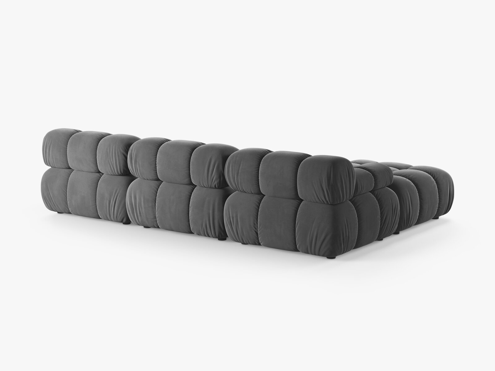 Micadoni Modulares Sofa Bellis 4-Sitzer mit flachem Modul Samt Venus Hellgrau