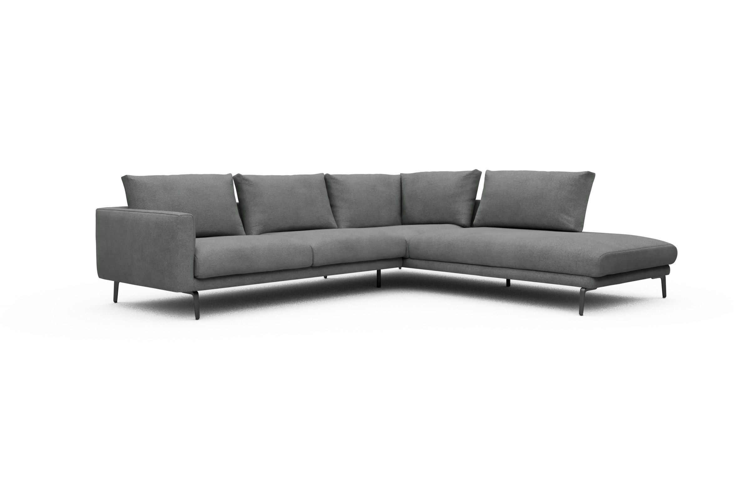 Ecksofa Karl Relax-Ecke rechts mit 2,5-Sitzer Boucle-Ash-Grey