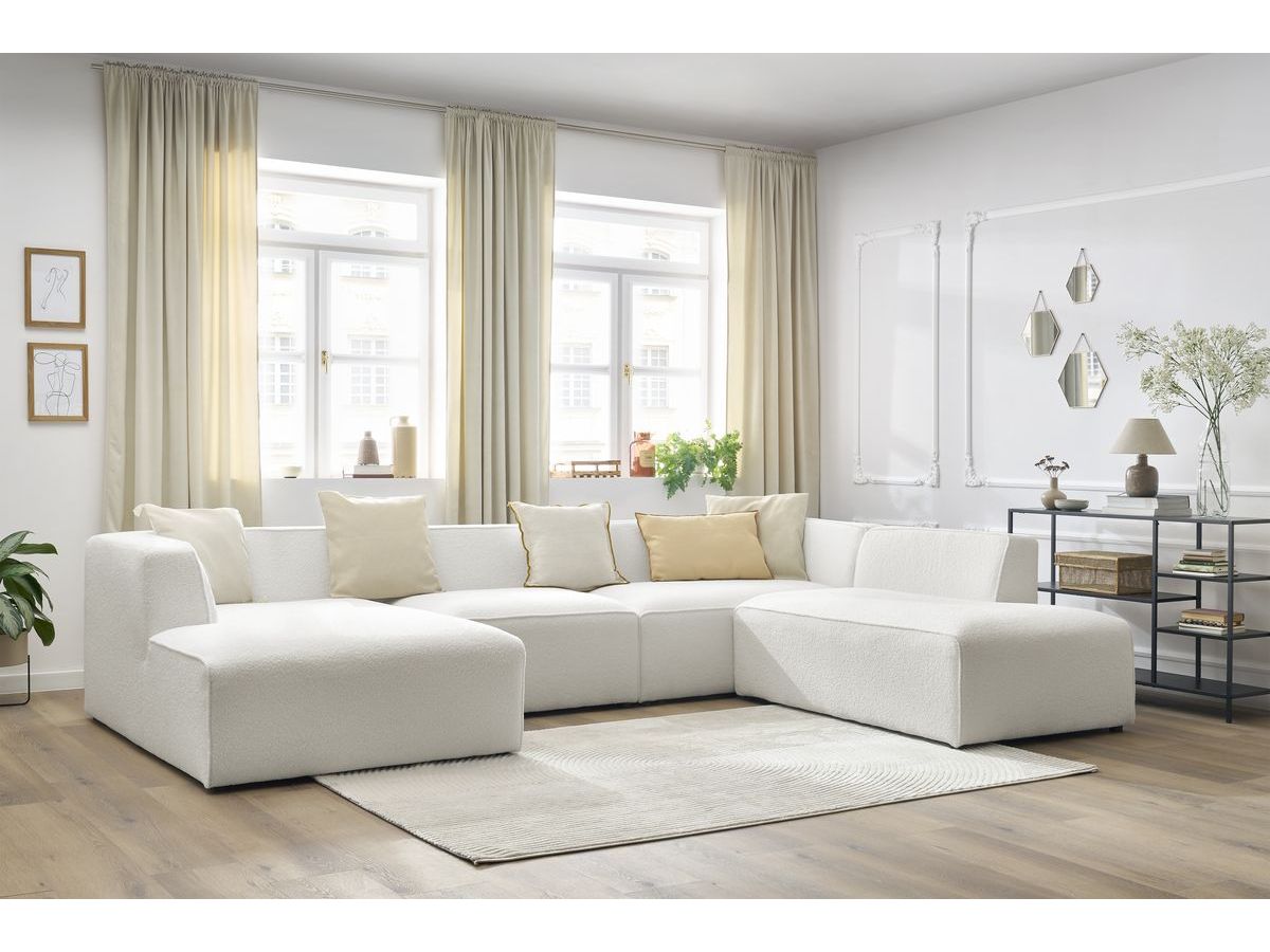 Bobochic Megeve Wohnlandschaft Bouclé-Stoff Weiß Ecke links