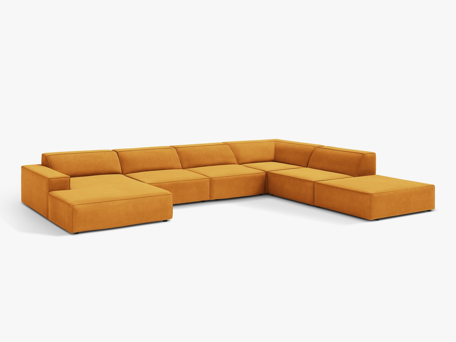 Micadoni Panorama-Ecksofa Jodie 7-Sitzer Samt Venus Gelb Rechts
