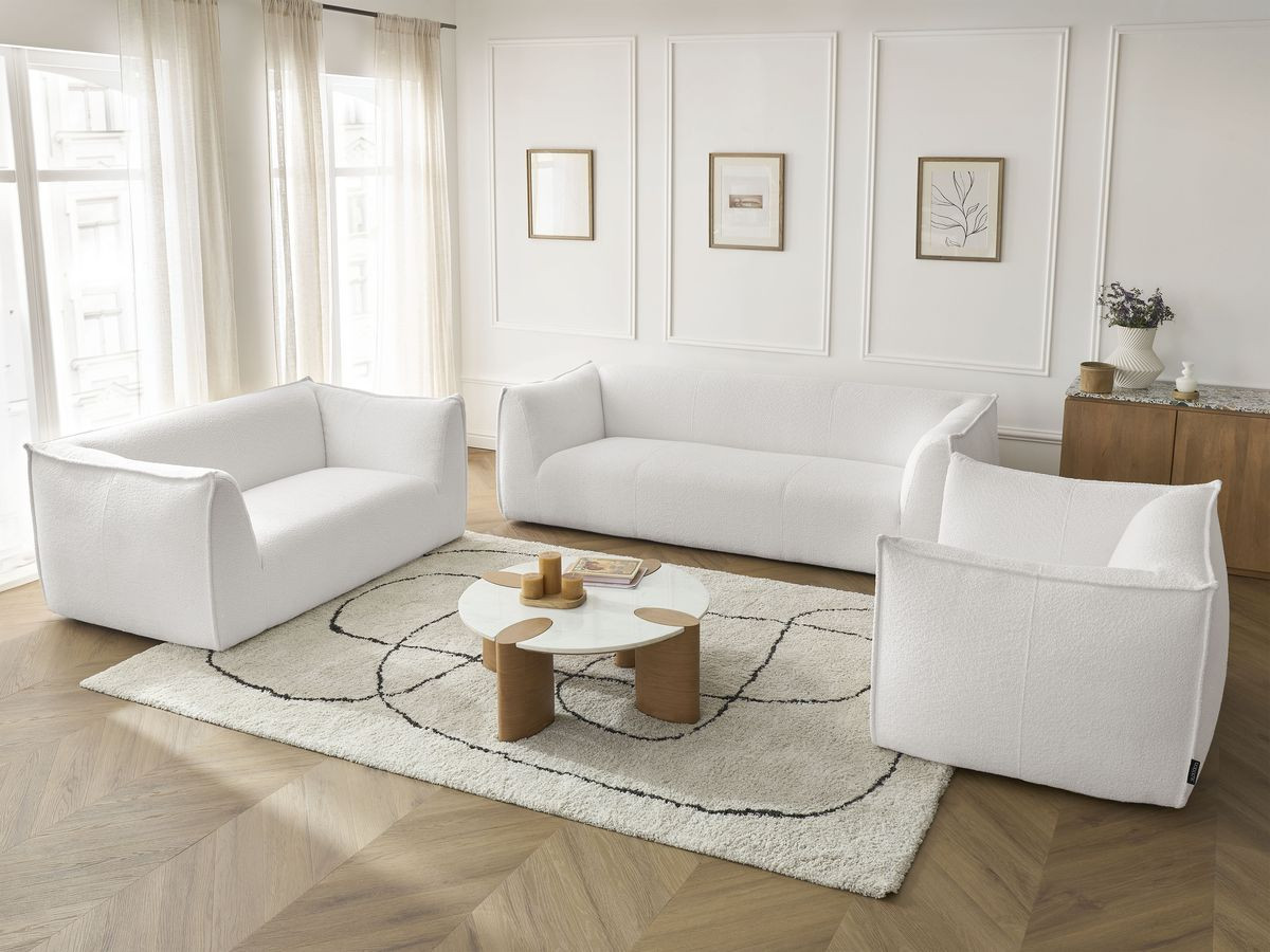 Bobochic Giorgia Sofa 5-Sitzer 534 × 100 cm Bouclé-Stoff Weiß