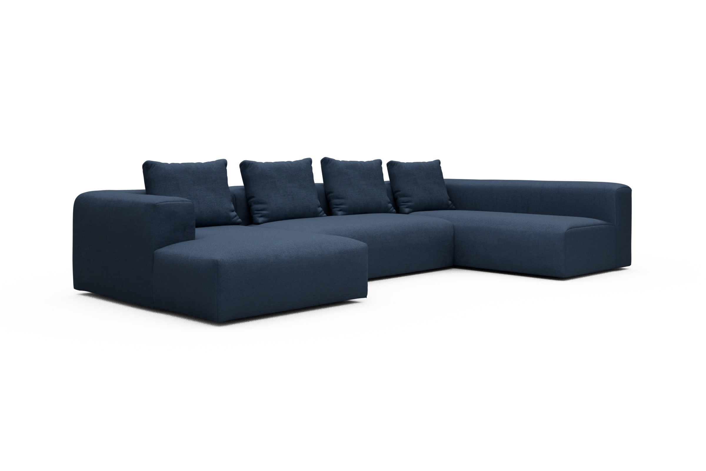 Wohnlandschaft Fred Chaiselongue links mit 2-Sitzer und lange Armlehne rechts Weda-Blue
