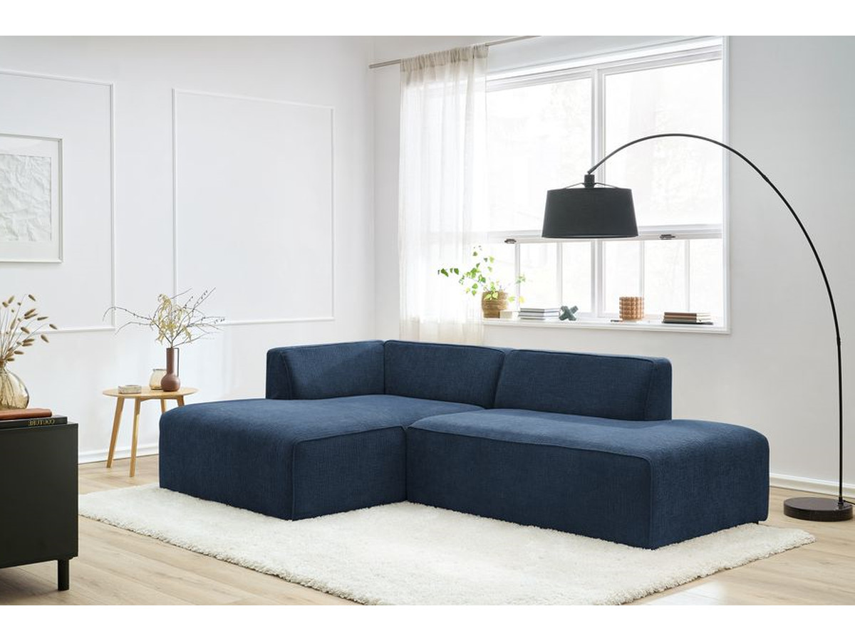 Bobochic Megeve Ecksofa Strukturstoff Dunkelblau Ecke links