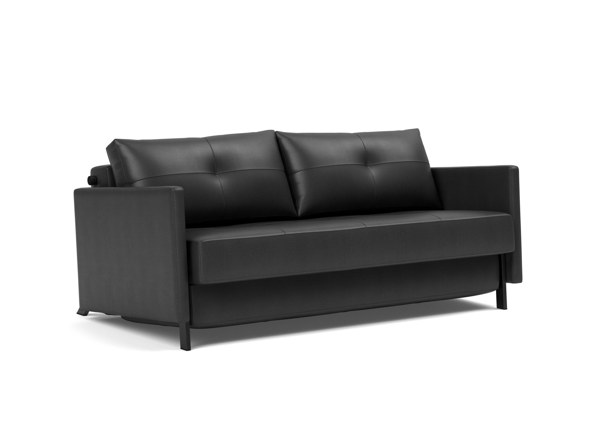 Schlafsofa Cubed mit Armlehnen 160 Lederoptik Faunal 550-Black