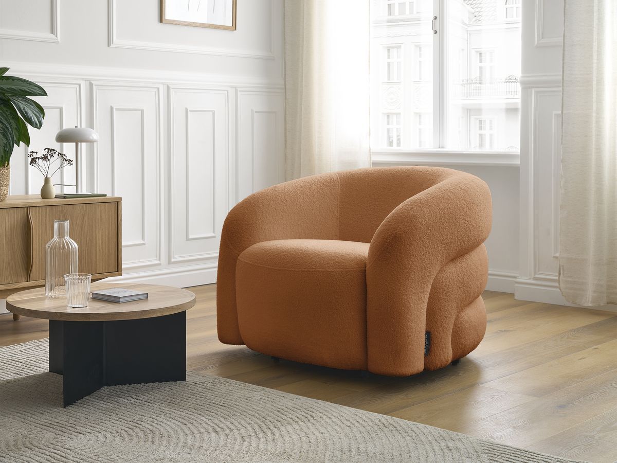 Bobochic Elina Sessel Bouclé-Stoff Orange