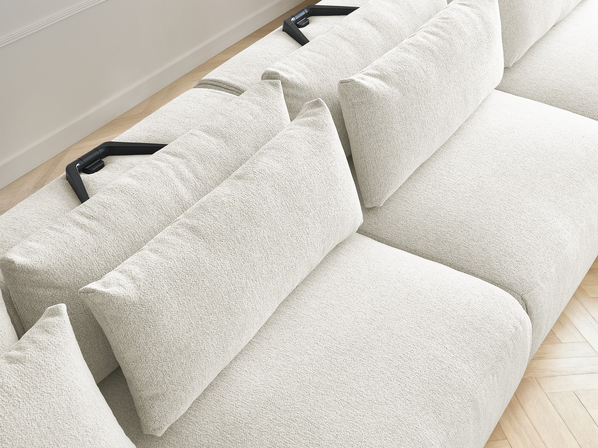 Bobochic Jana Wohnlandschaft mit kleinem Pouf Melange-Stoff Weiß