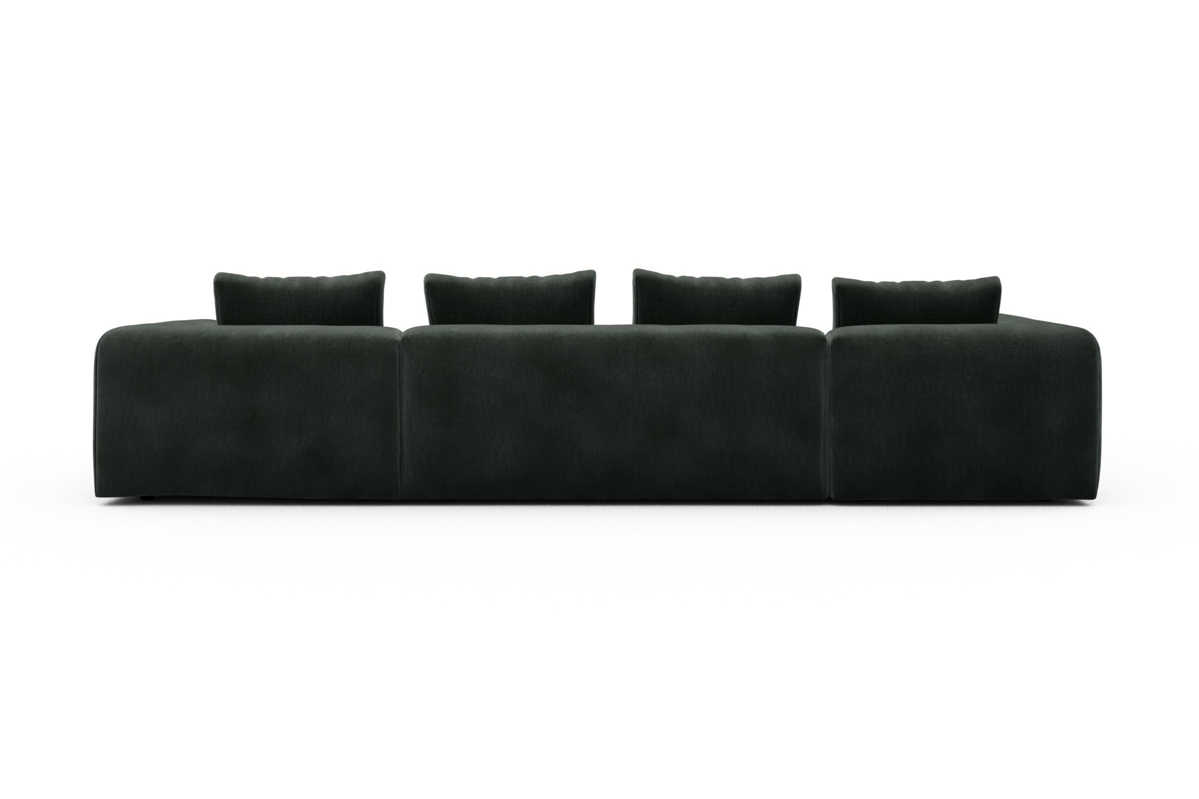Wohnlandschaft Fred Chaiselongue rechts mit 2-Sitzer und lange Armlehne links Smooth-Laurel-Green