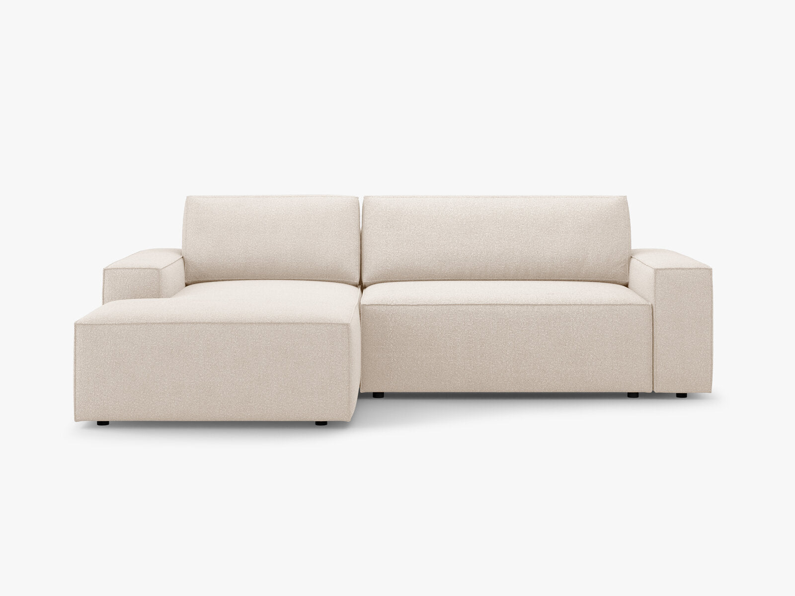 Micadoni Schlaf-Ecksofa Jodie 3-Sitzer Links Boucle Beige