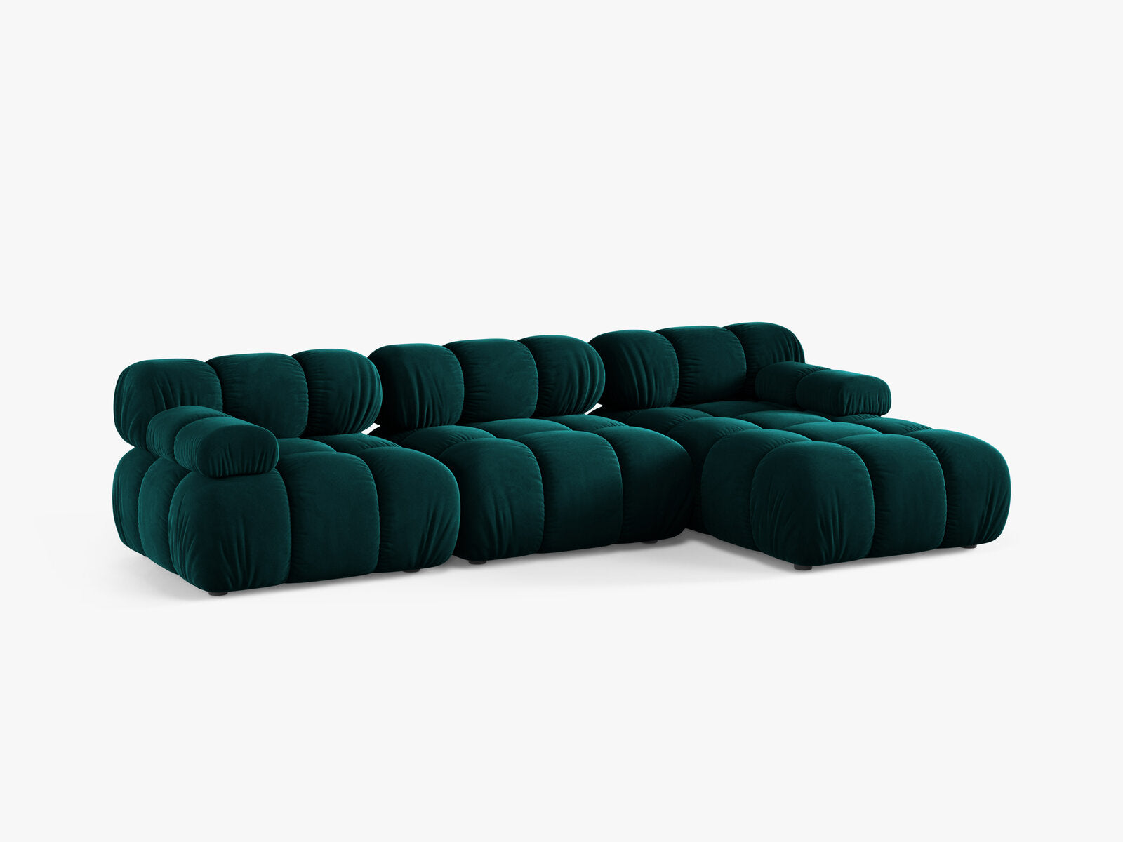 Micadoni Modulares Ecksofa Bellis 4-Sitzer Rechts Samt Venus Dunkel Petrol